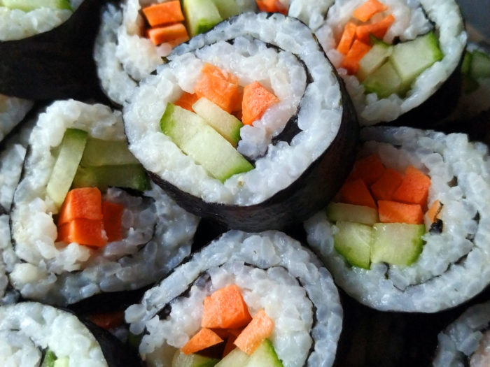 Carrot and Cucumber Sushi Rolls